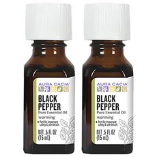Aura Cacia 卡希雅 溫暖純黑胡椒精油, 2個, 15ml