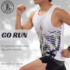 BL魔幻布 潑墨抗菌運動背心 透氣排汗 無袖運動上衣, 幾何綠, 1個