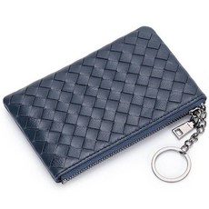 羊皮編織短夾零錢包 – 時尚小巧拉鏈錢包鑰匙包