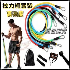 健身彈力繩/拉力帶 11件組 (含門擋), 1個, Multi-color