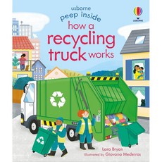Usborne Peep Inside How a Recycling Truck Works 硬頁翻翻書 兒童環保教育互動書籍