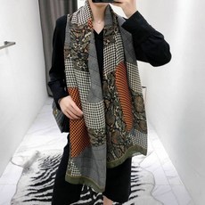 棉麻保暖圍巾披肩，東大門ins風，幾何圖案設計，四季皆宜