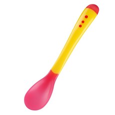 寶寶感溫湯匙叉子組 兒童軟頭湯匙 餵藥湯匙 感溫湯匙叉子, 黃, 1個