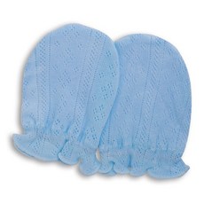 嬰兒締花護手套(藍色) 寶寶防抓手套 嬰兒手套 新生兒護手套