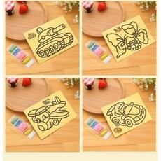 兒童彩色自粘貼紙沙畫 DIY益智玩具, 20*15CM六色沙畫-女款