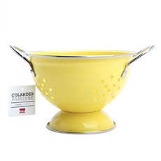 now DESIGNS 素色金屬雙柄瀝水籃, 檸檬黃