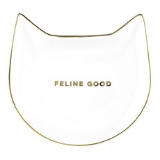 Pinky up Tea Time 陶瓷貓茶盤 Fillline Good, 1個, 白色的