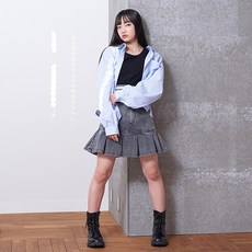 LOVETOXIC 女童款LTXC水洗牛仔百褶裙附襯褲