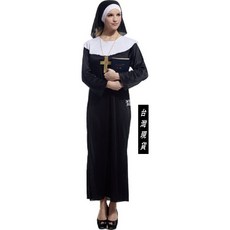 瘋狂派對 大人修女服裝 萬聖節變裝派對服飾, M