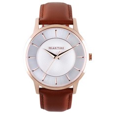 RELAX TIME 經典系列玫瑰金白色皮革腕錶 RT-88-1M，簡約時尚，舒適配戴，精準計時