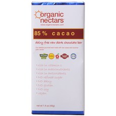 ORGANIC NECTARS 生黑巧克力棒 85% 可可, 1片, 40g