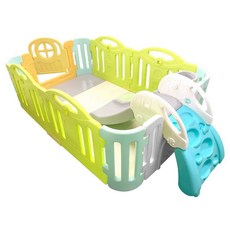 小鹿蔓蔓兒童室內遊戲運動場，彩色/灰色款，寶寶安全遊戲圍欄，室內滑梯組合, 安全遊玩版(含地墊)-彩色款