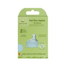 green sprouts 小綠芽 快流量矽膠透明奶瓶奶嘴, 2入, 0個月以上