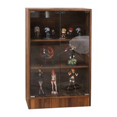 【Akira】MIT可堆疊四層玻璃展示櫃 BO102 模型公仔收納櫃 層板可調整 台灣製造, 集成木紋(深色)