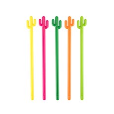 truezoo 仙人掌造型雞尾酒攪拌棒, 5件, 混色