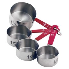 BergHOFF 量杯4件組, 250ml+125ml+80ml+60ml, 不鏽鋼+紅色