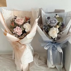 Flora Flower乾燥永生花束-亞麻藍粉色，居家裝飾，送禮首選, 藍色