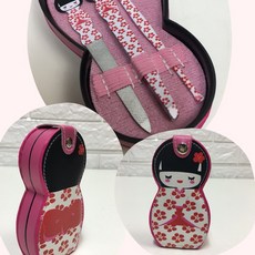 巴哈樂器批發 超可愛和服小女生指甲六件組 精緻兒童美甲護理套裝 現貨, 指甲剪，指甲銼，鑷子