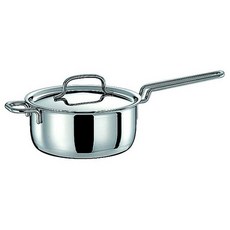 MIYAZAKI 宮崎製作所 Geo Product七層構造不鏽鋼無水萬用單柄鍋, 1個, 銀, 14cm