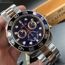 INVICTA手錶 IN00013 52mm玫瑰金錶殼 寶藍色三眼 金銀相間精鋼錶帶 運動水鬼