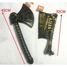 瘋狂派對 萬聖節服裝 海盜/忍者/原始人/羅馬武器 骷髏斧頭 仿古菜刀, 圖右菜刀