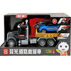 FOOD超人 擬真聲光道路救援車 聲光效果 360度旋轉 道路救援, 黑色, 1個