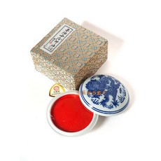 【汶采】西泠潛泉特製青花光明硃砂印泥(三兩/90g)書畫篆刻盒裝，印色飽滿，持久不褪色, 1個