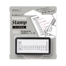 MIDORI Paintable Stamp 長型自來印章 手帳垂直時間軸 油性墨水 黑, 黒, 1個