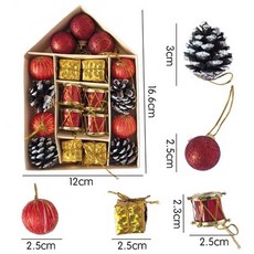 聖誕節裝飾掛飾組：多款聖誕樹掛件、聖誕球，派對佈置活動道具，輕鬆營造耶誕氣氛, 紅, 1個