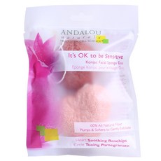 Andalou Naturals 敏感魔芋面部海綿二重奏沒關係, 2件, 混色