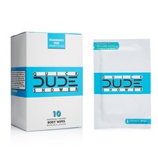 DUDE Quick Shower Body Wipe Fragrance Free 20.3 x 22.8cm, 1個, 10片