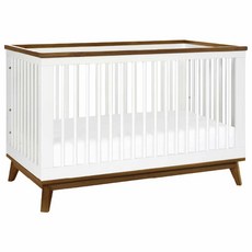 Babyletto Scoot 三合一成長型嬰兒床（含天絲棉抗菌床墊）, 白／核桃木色