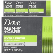 Dove 多芬 男用保濕護理潔面沐浴皂 Extra Fresh香, 4盒, 75g