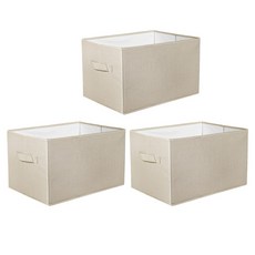 LUSH DECOR 織物覆蓋可折疊箱籃 3 件裝, 亞麻布