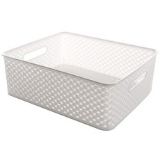 BINO 編織塑料筐, 1個, 白色