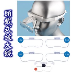 五塊光學鏡片 5種倍率 頭戴放大鏡 鐘表維修 美甲 美容 帶燈放大鏡, 頭戴式放大鏡 magnifier, 白色, 1個