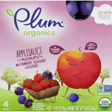 Plum organics 蘋果奶昔, 蘋果醬莓果口味, 4包