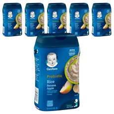 Gerber 嘉寶 副食品益生菌穀物粥 227g, 6瓶, 白米香蕉蘋果口味