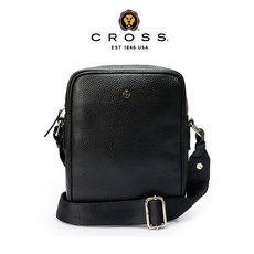 CROSS 頂級小牛皮肩背包斜背包 派克系列 男士斜背包, 黑色