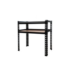 二層 免螺絲角鋼架/收納層架 (黑色/台灣製造), 54號角鋼76x25x66高cm, 1組