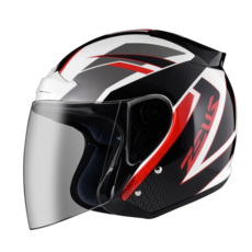 ZEUS 609 I33 舒適機能全可快拆抗UV400氣流導流3/4罩安全帽-輕量簡約, 白/黑紅