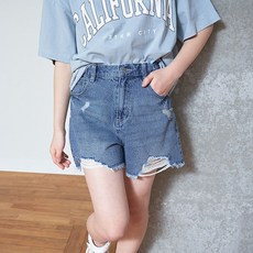 LOVETOXIC 女童款LTXC刷破牛仔短褲