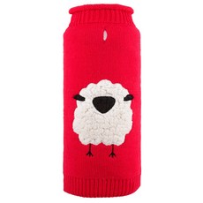 THE WORTHY DOG 綿羊圖案寵物針織毛衣, 紅色的