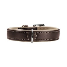 Hunter Smart 加拿大鎳製麋鹿皮革項圈, Brown+Beige, 1個