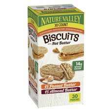 NATURE VALLEY 天然谷 堅果醬餅乾 花生口味 15個入+杏仁口味 15個入, 1.14kg
