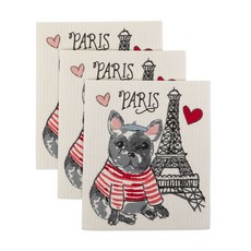 DESIGN IMPORTS 瑞典洗碗布廚房十字架, 3片, Dog In Paris