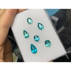 天然磷灰石 6顆共15.98克拉 霓虹藍/藍綠色