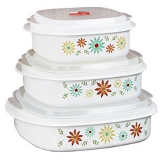 Corelle 康寧 印花可微波保鮮盒 3入, 1個, 快樂的時光