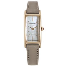 CITIZEN 光動能復古長形珍珠母貝真皮手錶 EG7043-17W