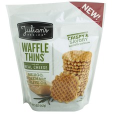 朱利安的食譜華夫餅薄真正的奶酪, 142克, Asiago + 迷迭香 + 橄欖油